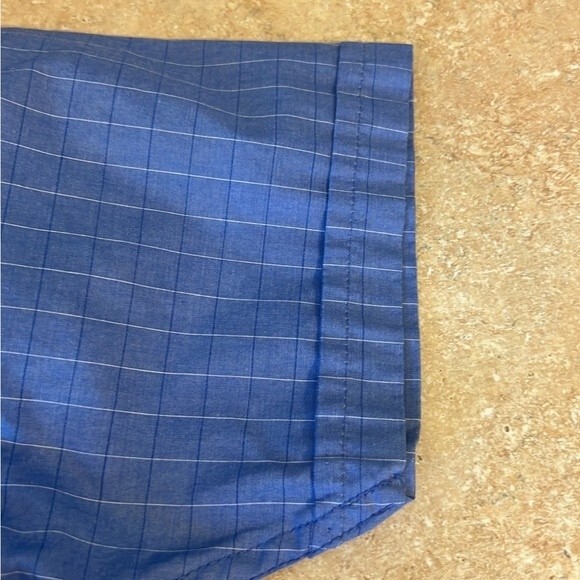 Haggar Blue Plaid Short Sleeve Casual Button Front Dress Shirt Size Small - Picture 5 of 8